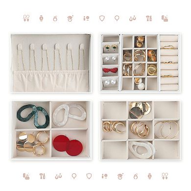 3 Layer Jewelry Box Jewelry Case Storage With Drawer Removable Jewelry Tray