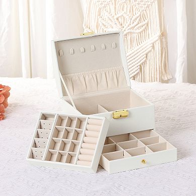 3 Layer Jewelry Box Jewelry Case Storage With Drawer Removable Jewelry Tray