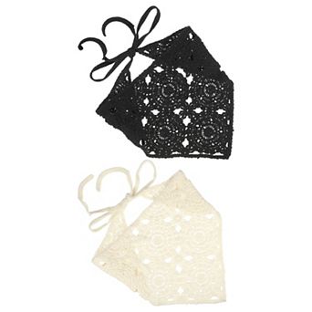 2 pc Crochet Bandanas Floral Crochet Head Scarf For Women Hair Styling Decor
