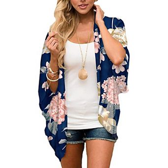 Women's Lightweight Summer Kimono Cardigan Cover Up In Leopard And Floral