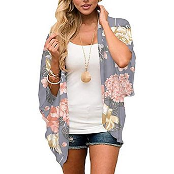 Women's Lightweight Summer Kimono Cardigan Cover Up In Leopard And Floral