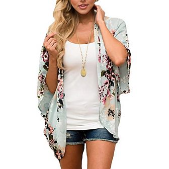 Women's Lightweight Summer Kimono Cardigan Cover Up In Leopard And Floral