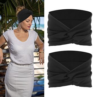 2 pc Wide Headbands Twisted Knot Wide Headbands Elastic Headbands For Women For Sports
