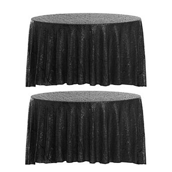 2 Pack Round Tablecloths, Polyester Sequin Table Covers For Dining Room Parties Or Dances 71"x71"