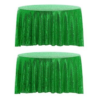 2 Pack Round Tablecloths, Polyester Sequin Table Covers For Dining Room Parties Or Dances 71"x71"