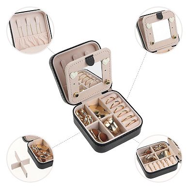 Travel Jewelry Box With Mirror Mini Portable Jewelry Organizer Case Storages