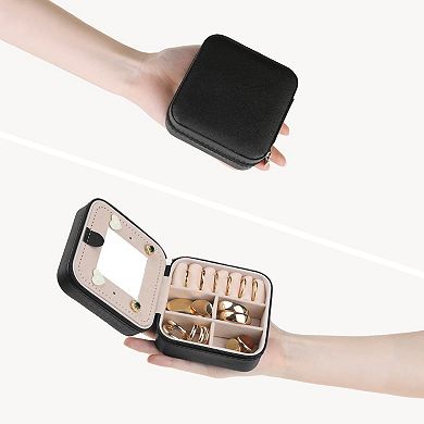 Travel Jewelry Box With Mirror Mini Portable Jewelry Organizer Case Storages
