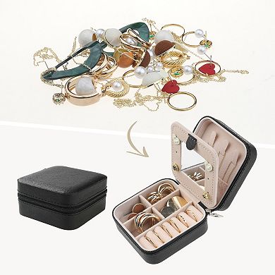 Travel Jewelry Box With Mirror Mini Portable Jewelry Organizer Case Storages