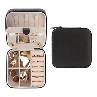 Travel Jewelry Box With Mirror Mini Portable Jewelry Organizer Case Storages