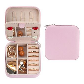 Travel Jewelry Box With Mirror Mini Portable Jewelry Organizer Case Storages