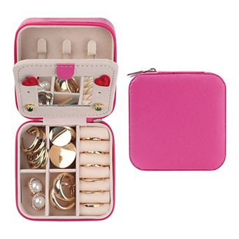 Travel Jewelry Box With Mirror Mini Portable Jewelry Organizer Case Storages