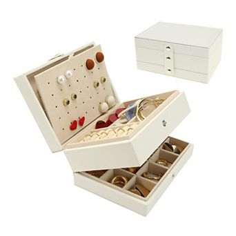 2 Layer Jewelry Box For Women Girls Birthday Gifts Jewelry Organizer For Earring Necklace Ring