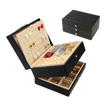 2 Layer Jewelry Box For Women Girls Birthday Gifts Jewelry Organizer For Earring Necklace Ring