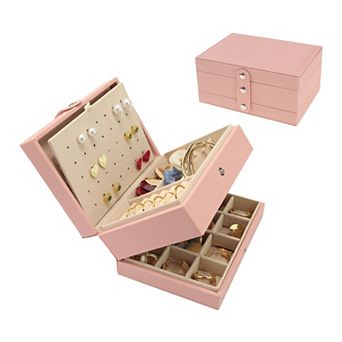 2 Layer Jewelry Box For Women Girls Birthday Gifts Jewelry Organizer For Earring Necklace Ring