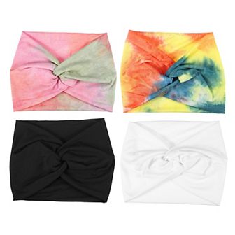 4 pc Fashion Bohemia Widening Knotted Headwrap For Women For Girls Black White Blue Pink