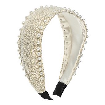 1 pc Classic Elegant Wide Pearl Headband For Women