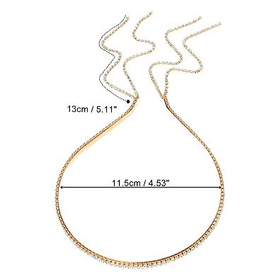 1 Pcs Fashion Double Row Rhinestone Tassel Headband For Women For Girls Gold Tone