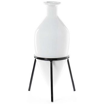 Old Fashioned Magnificent Amphora, Decorative Tall Vase on Slim Metal Tripod Stand.