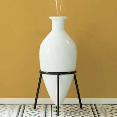 Old Fashioned Magnificent Amphora, Decorative Tall Vase on Slim Metal Tripod Stand.