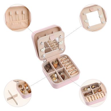 Travel Jewelry Box With Mirror Mini Portable Jewelry Organizer Case Storage Display Holder