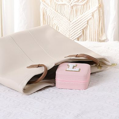Travel Jewelry Box With Mirror Mini Portable Jewelry Organizer Case Storage Display Holder
