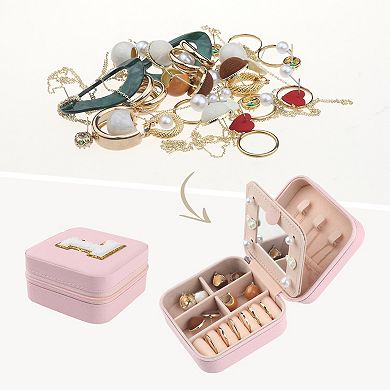 Travel Jewelry Box With Mirror Mini Portable Jewelry Organizer Case Storage Display Holder