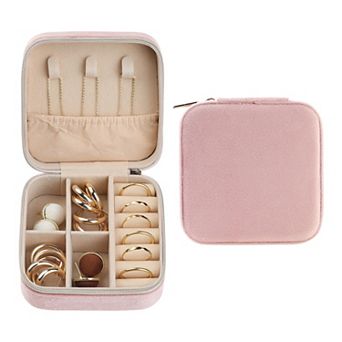 Travel Jewelry Box Small Plush Velvet Jewelry Organizer Case Storages Gifts
