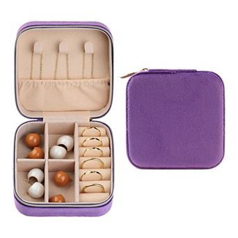 Travel Jewelry Box Small Plush Velvet Jewelry Organizer Case Storages Gifts