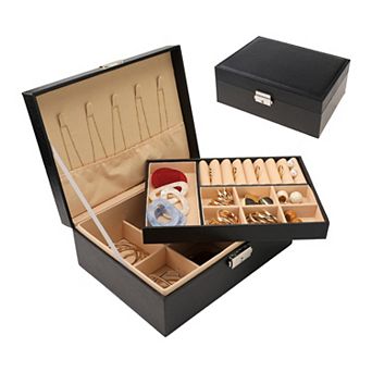 2 Layer Jewelry Box For Women Girls Birthday Gifts Jewelry Organizer Case With Drawer