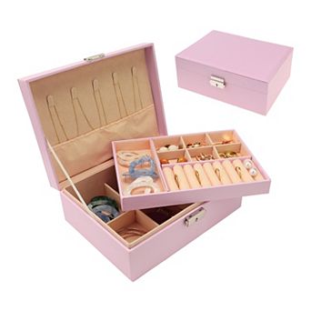 2 Layer Jewelry Box For Women Girls Birthday Gifts Jewelry Organizer Case With Drawer