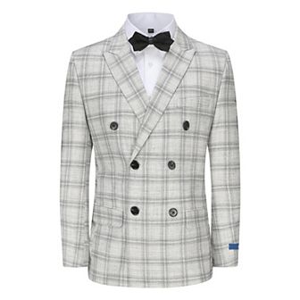 Slim Fit 2 pc Grey Check Double Breasted Suit