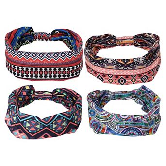 4 pc Wide Headbands Non-slip Headbands Soft Turban Headband For Women For Sports Assorted Color