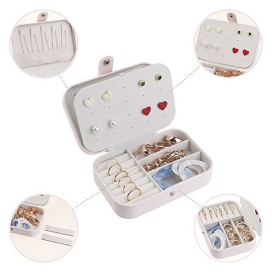 Travel Jewelry Box For Women Leather Jewelry Case Storage Display Holder