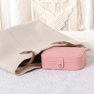 Travel Jewelry Box For Women Leather Jewelry Case Storage Display Holder