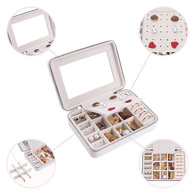 Travel Jewelry Box With Mirror Small Portable Jewelry Organizer Case