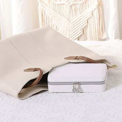 Travel Jewelry Box With Mirror Small Portable Jewelry Organizer Case