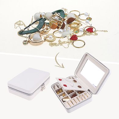Travel Jewelry Box With Mirror Small Portable Jewelry Organizer Case