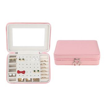 Travel Jewelry Box With Mirror Small Portable Jewelry Organizer Case