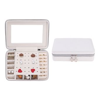 Travel Jewelry Box With Mirror Small Portable Jewelry Organizer Case