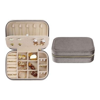 Travel Jewelry Box For Women Small Plush Velvet Jewelry Organizer Case Storage