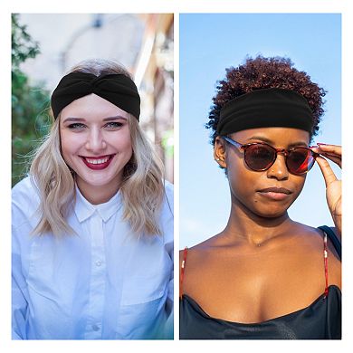 4pcs Wide Headbands Twisted Knot Headbands Elastic Non-slip Headbands For Women Black White Yellow