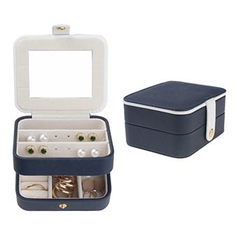 2 Layer Jewellery Box With Mirror Jewellery Organizer Case Storage Display Holder
