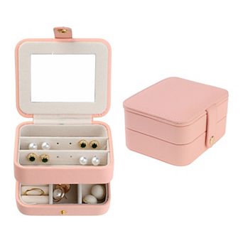 2 Layer Jewellery Box With Mirror Jewellery Organizer Case Storage Display Holder