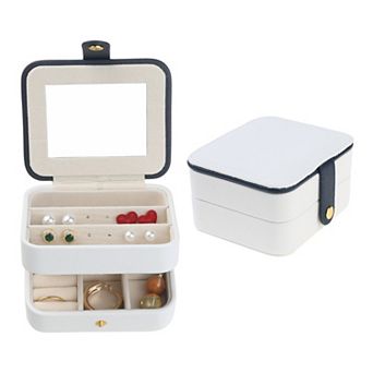 2 Layer Jewellery Box With Mirror Jewellery Organizer Case Storage Display Holder