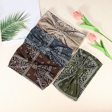 4pcs Wide Headbands Twisted Knot Wide Headbands Non-slip Headbands For Women Beige Brown Green Gray