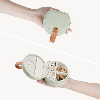 Small Travel Jewelry Box For Women Gift Rings Earrings Storage With Mirror