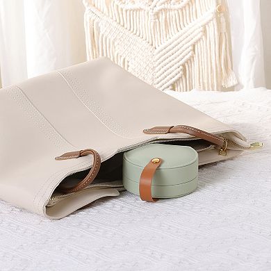 Small Travel Jewelry Box For Women Gift Rings Earrings Storage With Mirror