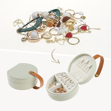 Small Travel Jewelry Box For Women Gift Rings Earrings Storage With Mirror