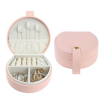Small Travel Jewelry Box For Women Gift Rings Earrings Storage With Mirror