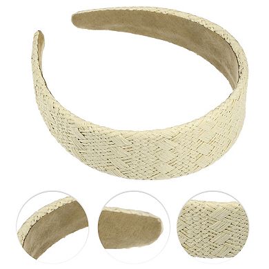 1 Pcs Fashion Flat Raffia Straw Headband For Women